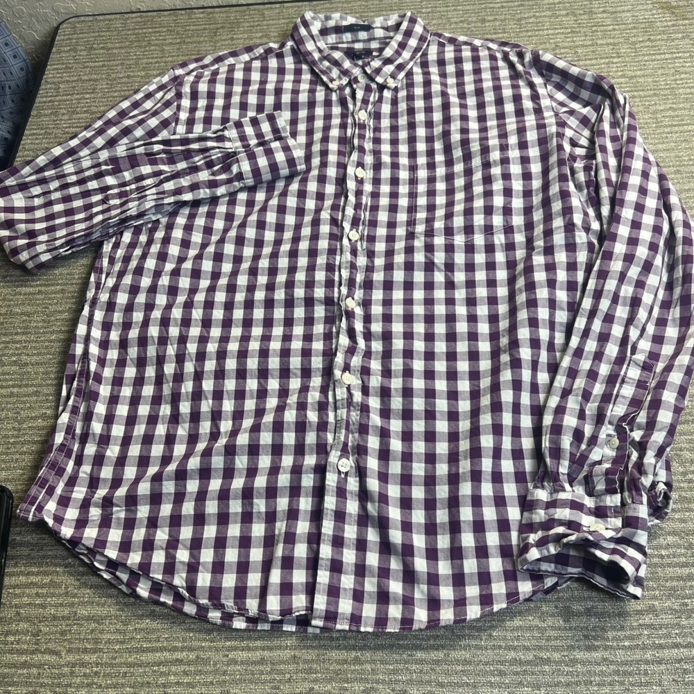 J.Crew Shirt Mens Gingham Check Slim Fit XL Purple White Preppy Classic Pocket - Picture 2 of 9